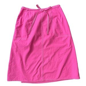 Vintage Barbie pink koret wrap skirt with POCKETS denim medium adjustable